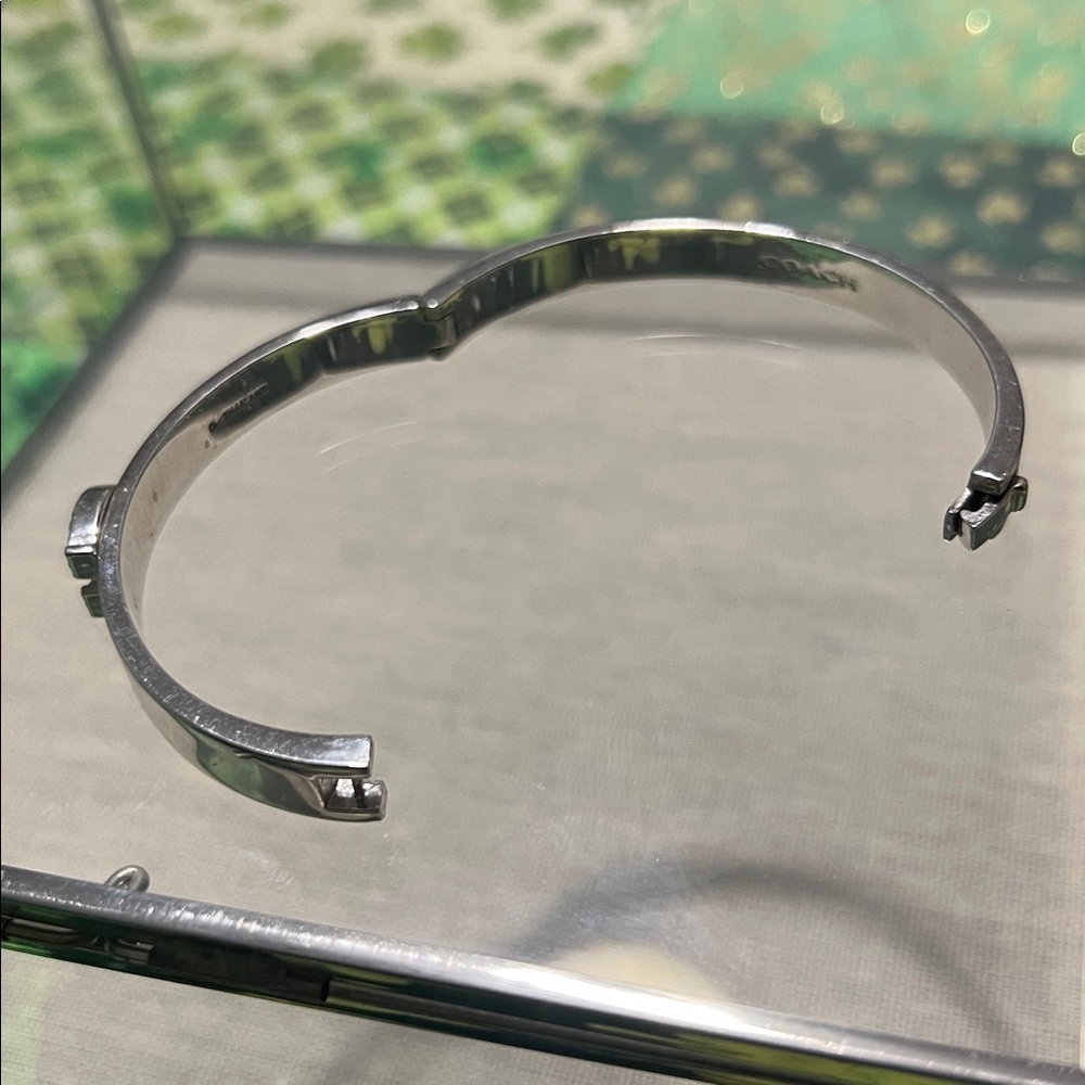 Coach Logo Pave Signature Hinged Bracelet - Picture 7 of 8